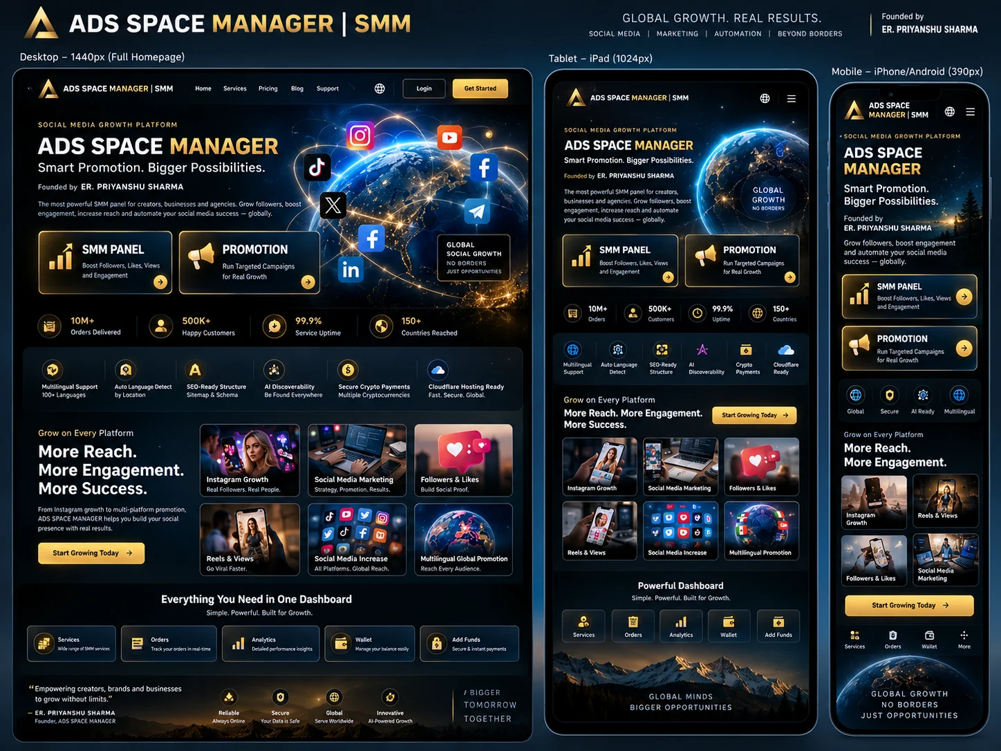 ADS SPACE MANAGER responsive website design
